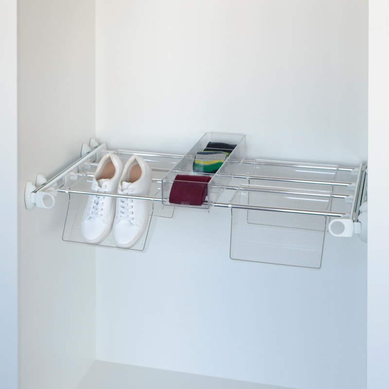Plus - Shoe rack 4V+1J - white - bright aluminium - transparent polycarbonate 1